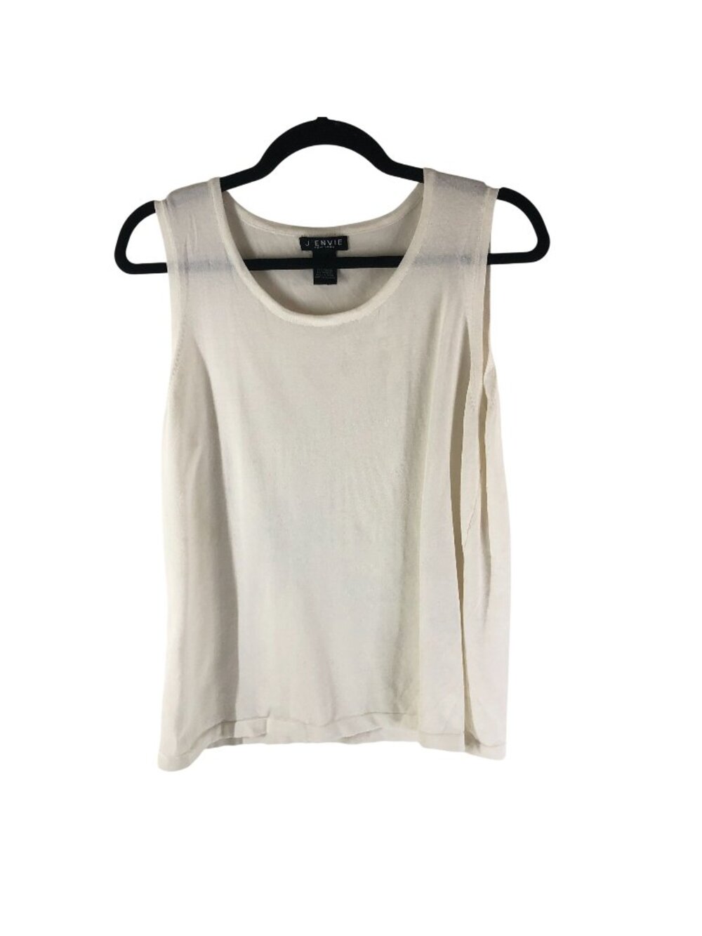 J'Envie Womens Sleeveless White Tank Top Rayon Blend Size Large